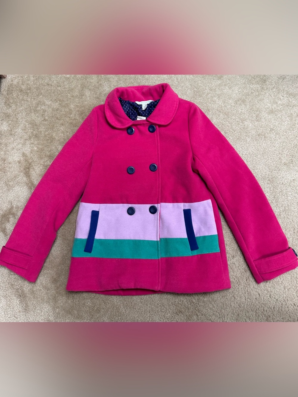 garnet hill kids Girls 12 Pink Pea Coat New With Tags.